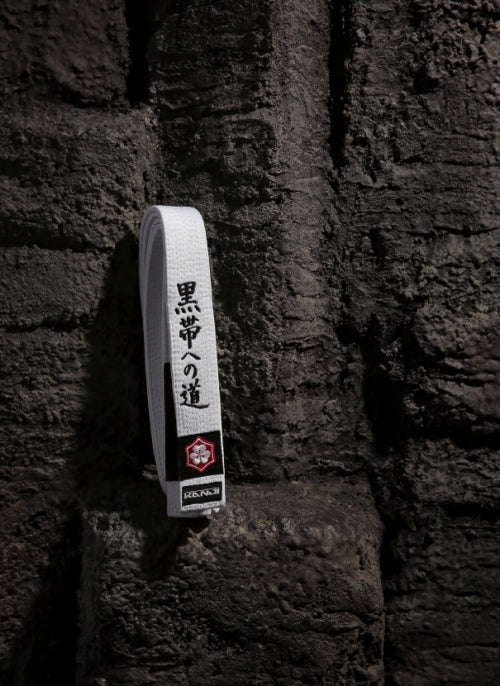 THE ROAD TO BLACK EDITION — ORIGINAL white belt with black embroidery