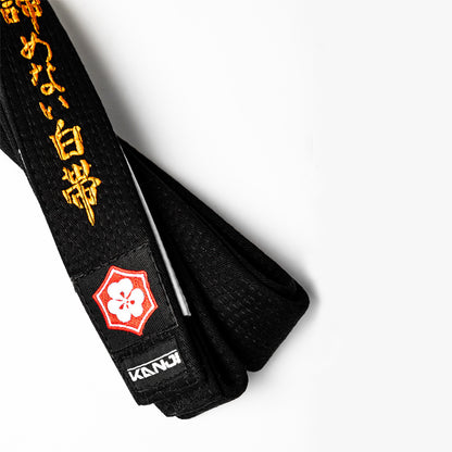 "WHITE BELT WHO NEVER QUIT" [Pre-Embroidery Black Belt / with Original]