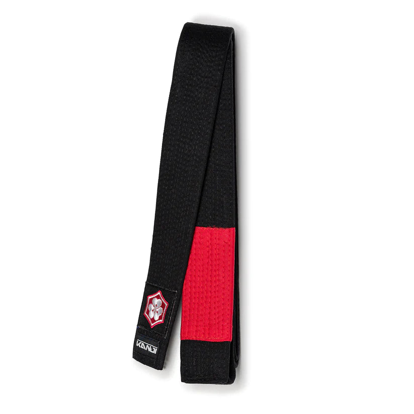Black KANJI Original BJJ belt with a red rank bar