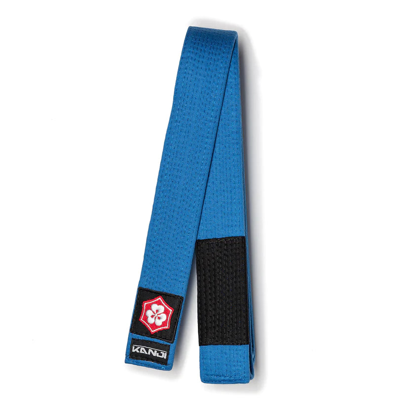 Blue KANJI Original BJJ belt with a black rank bar