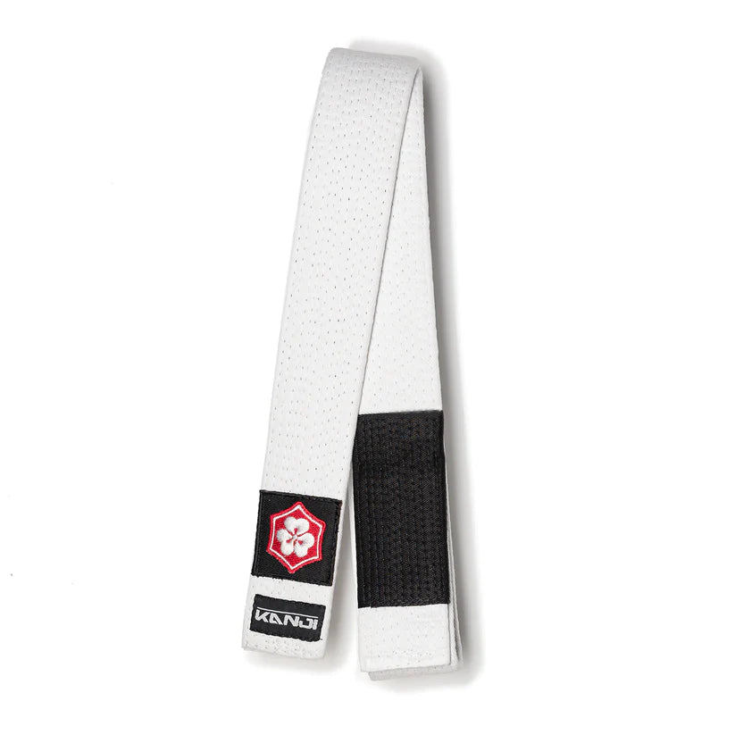 White KANJI Original BJJ belt with a black rank bar